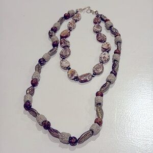 Aimee Fuller Designs double strand Sandstone Agate & Basalt Lava Stone Necklace